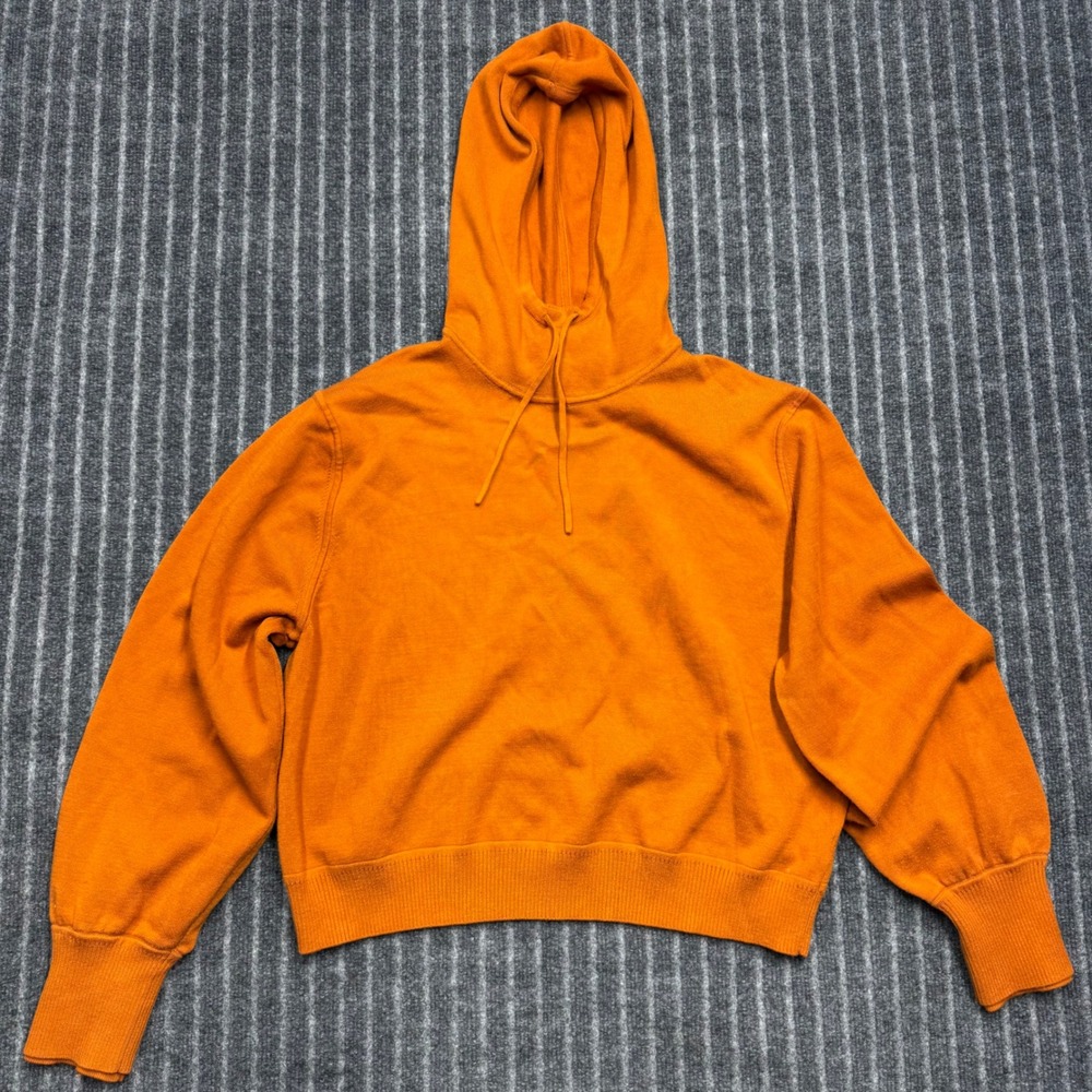 Athleta Womens Alicia Keys Keys Knit Hoodie Size L Orange Lyocell Blend Sweater